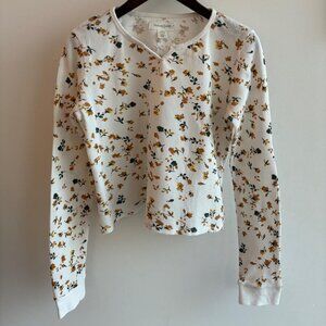 Treasure & Bond (Nordstrom brand) Ivory Cotton Floral Waffle Knit Top